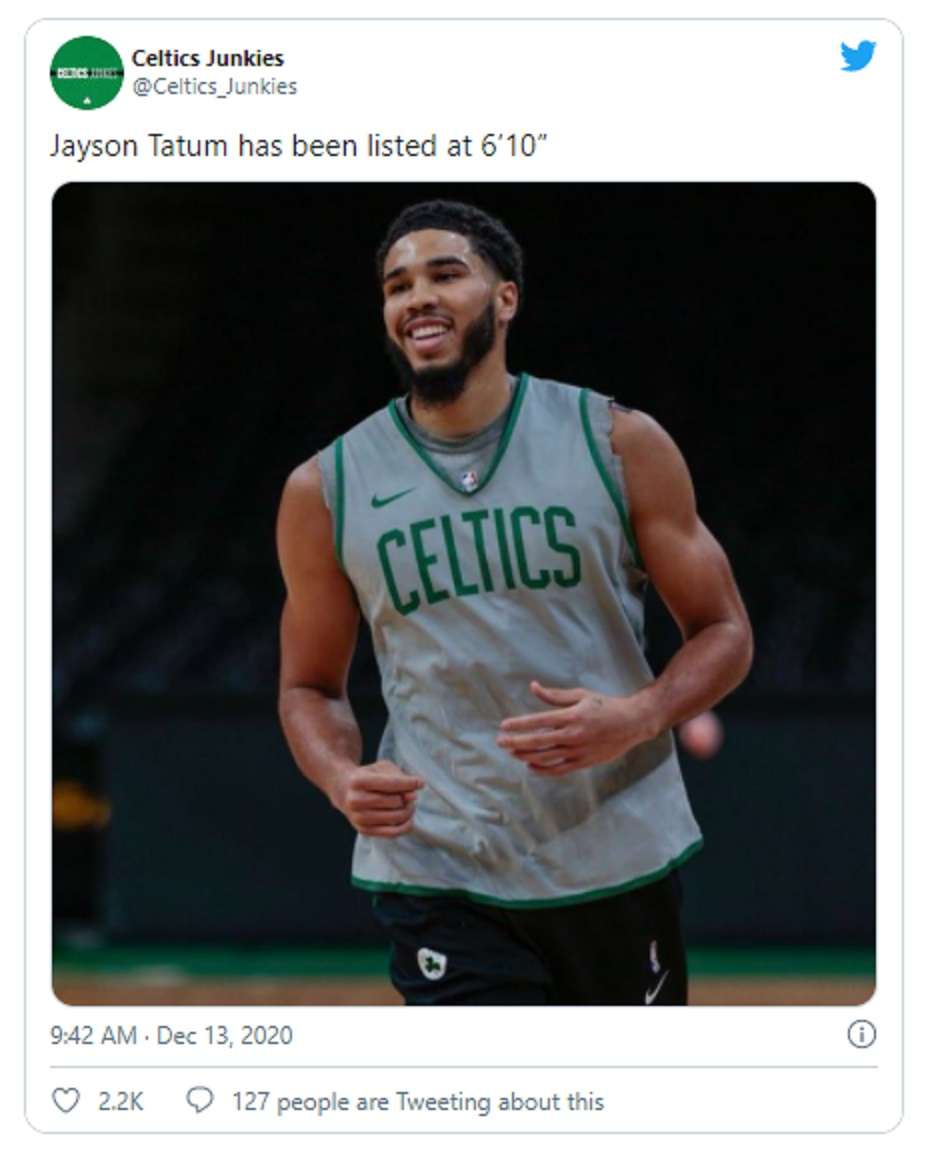 Jayson Tatum Grew 2 Inches NBA Changes Jayson Tatum Height at 6' 10"