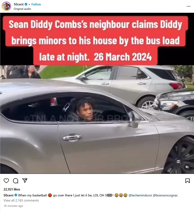 50 Cent Taunts P Diddy Getting Raided With Video Of His Neighbor