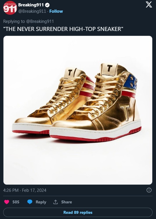 Would You Wear Donald Trump's $399 Never Surrender High Top Sneakers?
